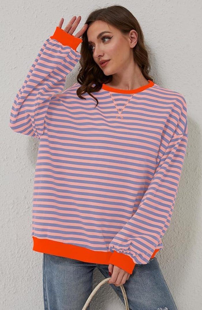 Pull Marin à Rayures Amples