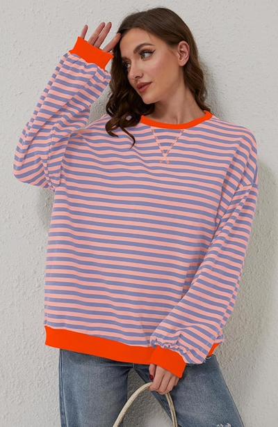 Pull Marin à Rayures Amples