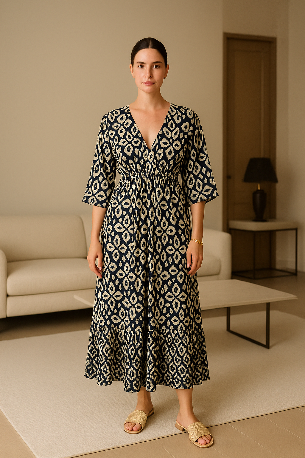 Robe Bohème Chic à Col en V – Tendance & Légère