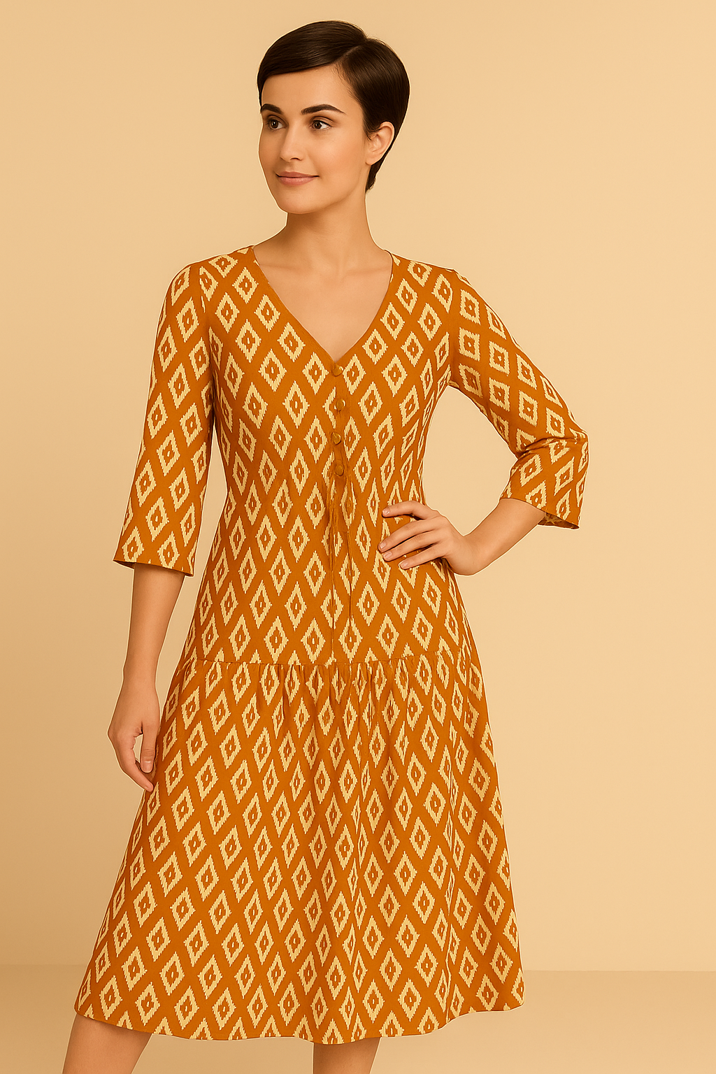 Robe Bohème Chic à Col en V – Tendance & Légère