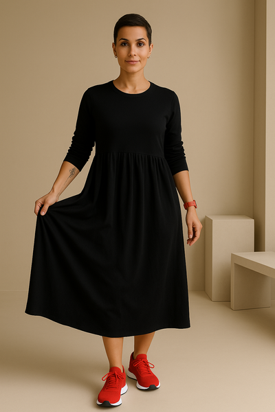 Robe Maxi Femme avec Col Rond