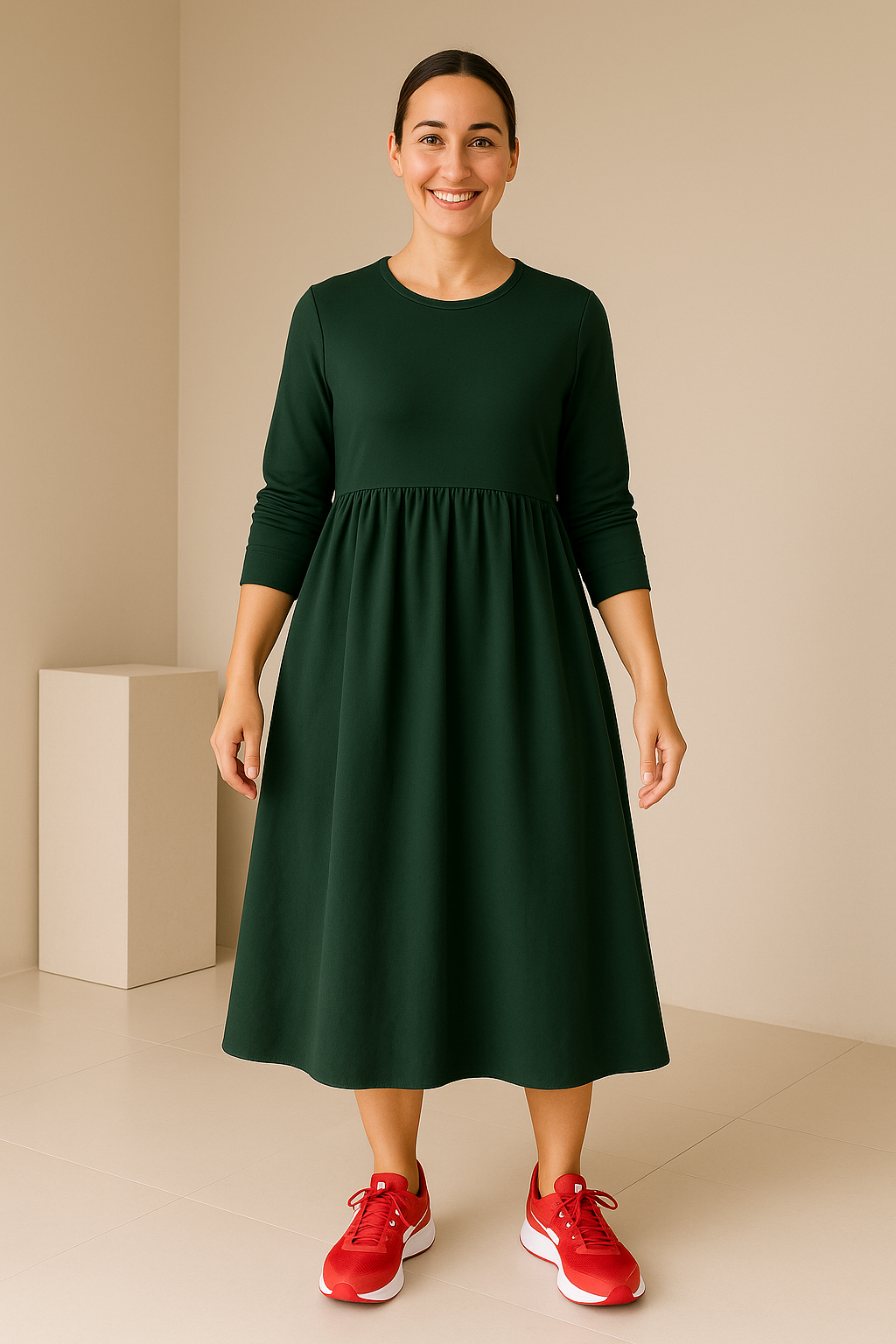 Robe Maxi Femme avec Col Rond