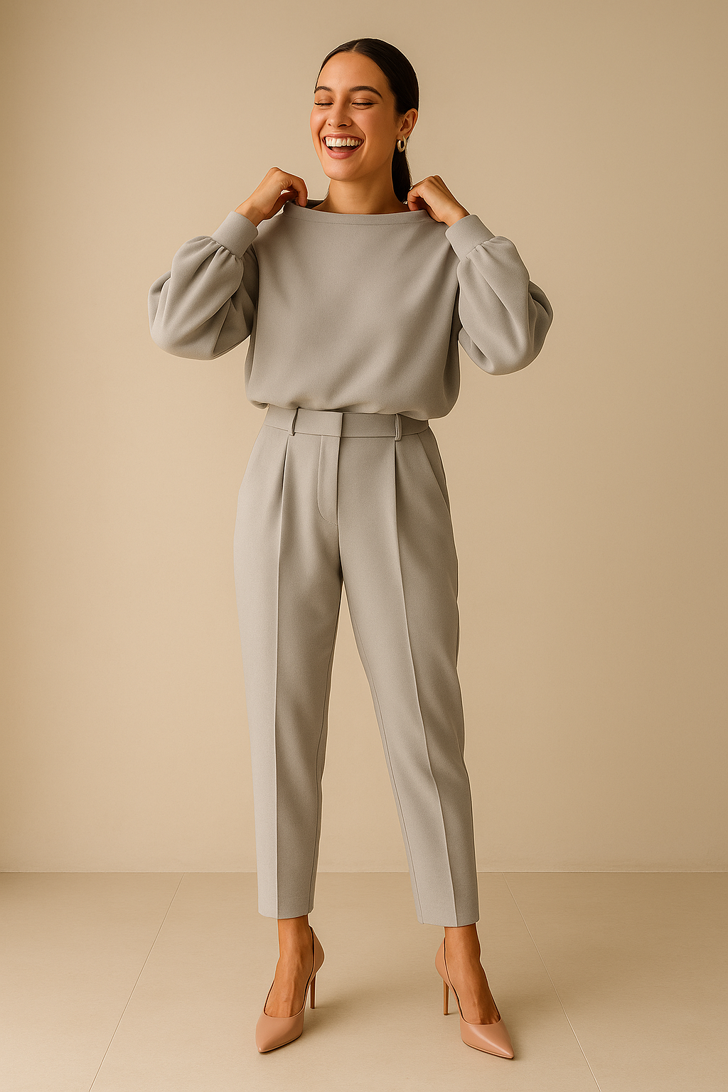 Deux pièces stylisé à manches longues et pantalon pour femmes