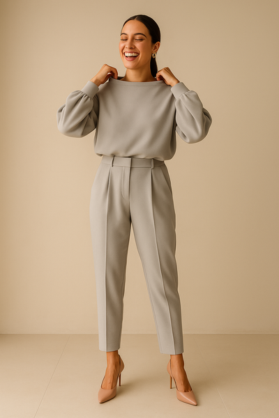 Deux pièces stylisé à manches longues et pantalon pour femmes