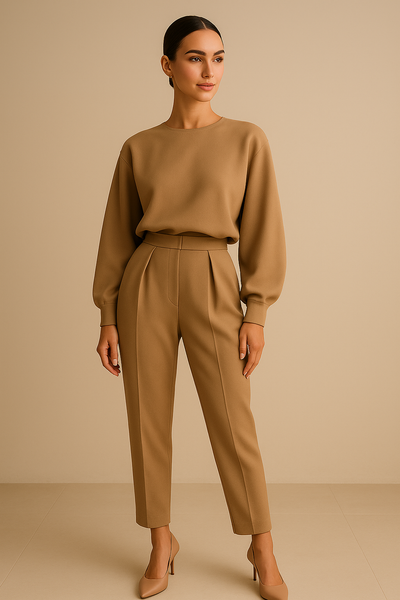 Deux pièces stylisé à manches longues et pantalon pour femmes