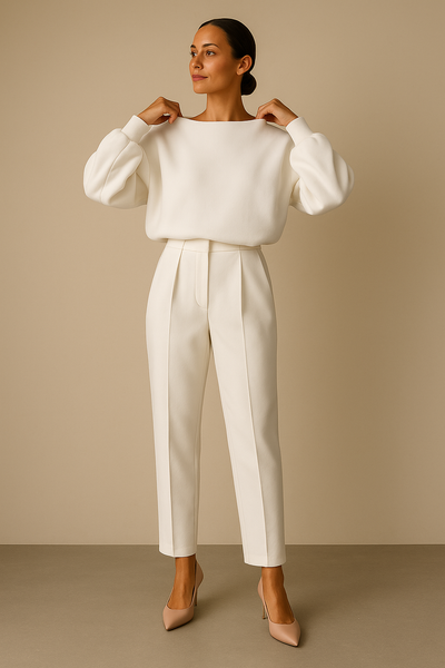 Deux pièces stylisé à manches longues et pantalon pour femmes