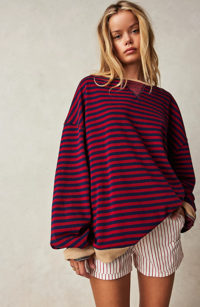 Pull Marin à Rayures Amples