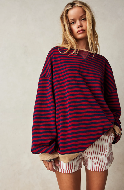 Pull Marin à Rayures Amples