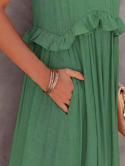 Robe Maxi Halter à Volants Sunshine