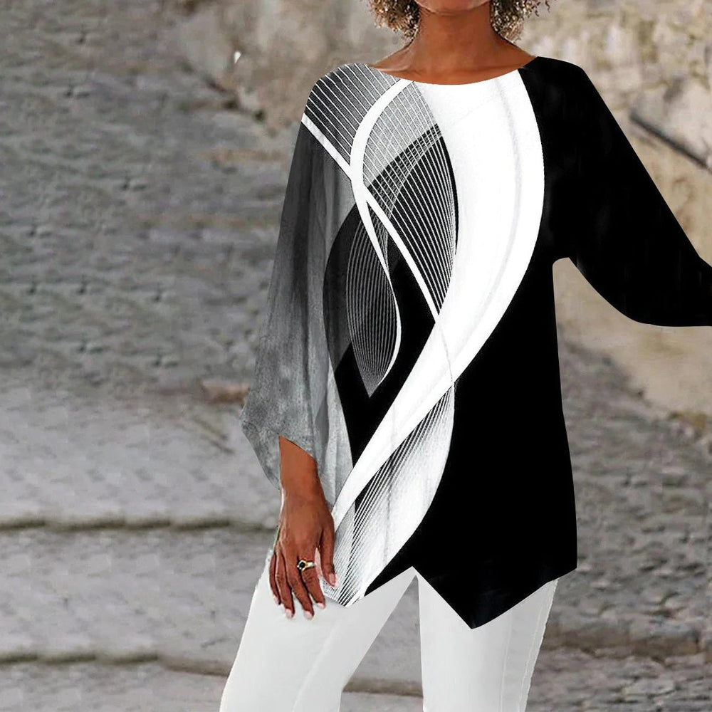 Blouse élégante à col en V et à manches longues