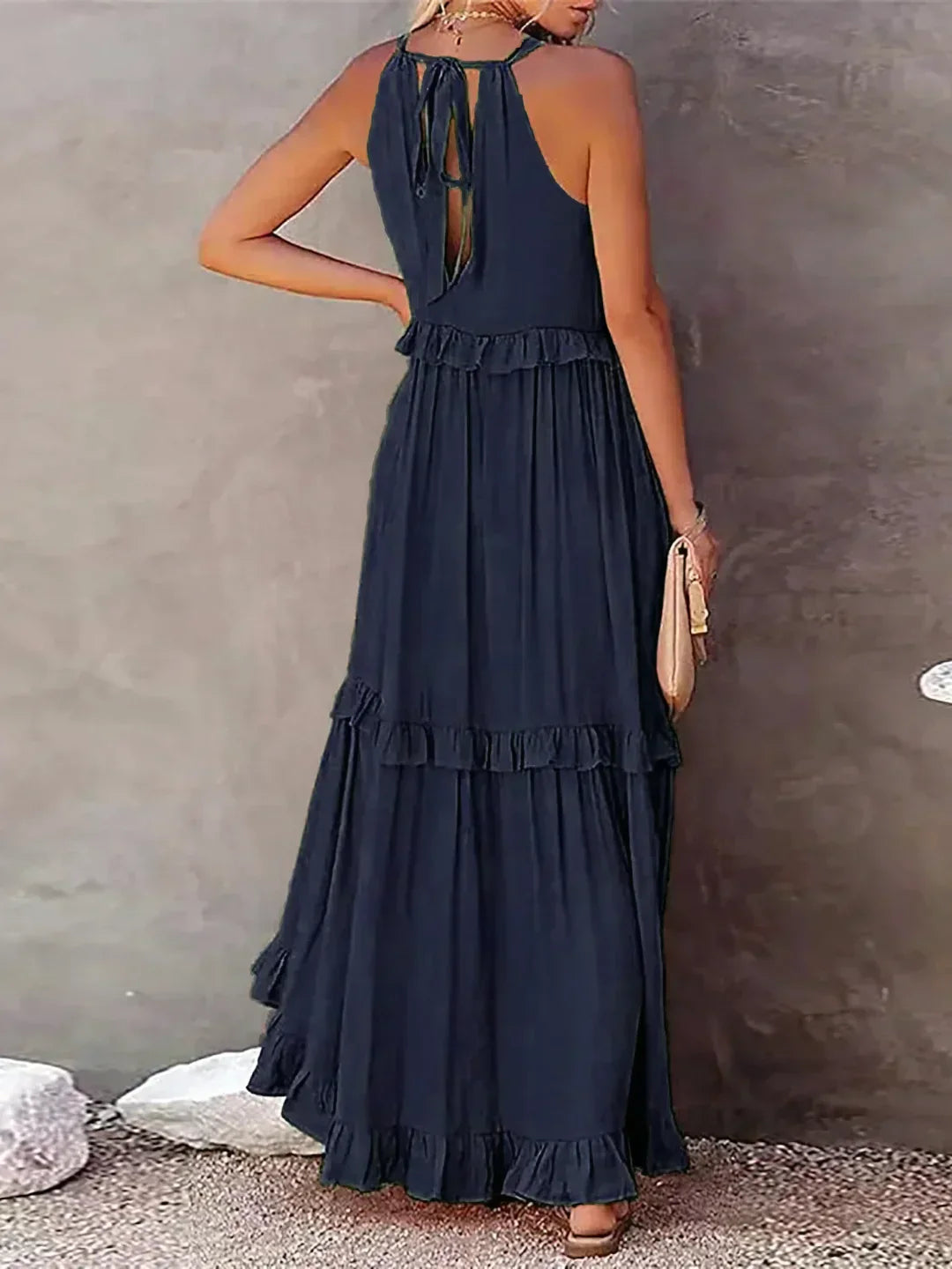 Robe Maxi Halter à Volants Sunshine