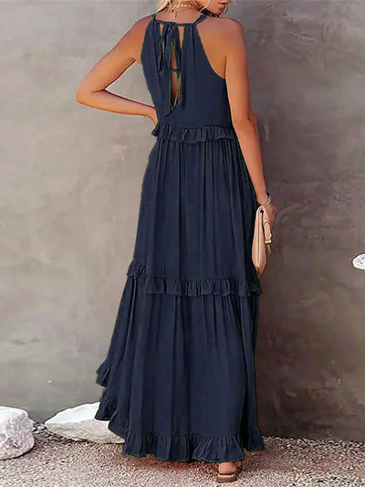 Robe Maxi Halter à Volants Sunshine