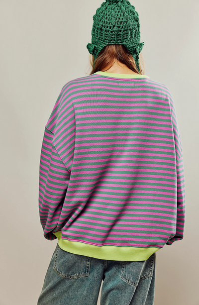Pull Marin à Rayures Amples