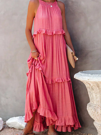 Robe Maxi Halter à Volants Sunshine