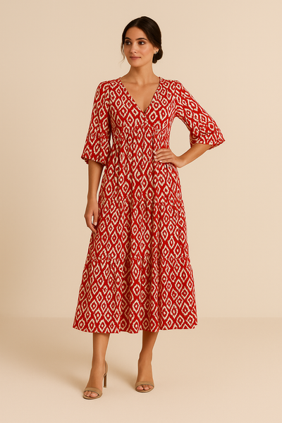 Robe Bohème Chic à Col en V – Tendance & Légère
