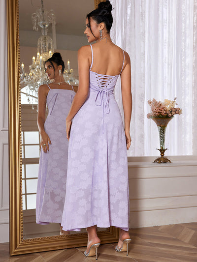 Robe Longue d’Été à Bretelles Fines – Élégante & Fleurie pour Soirée