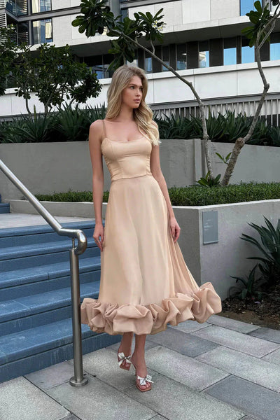 Robe Longue Midi Plissée Élégante Pour Cérémonie Et Cocktail