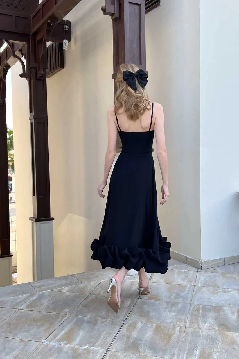 Robe Longue Midi Plissée Élégante Pour Cérémonie Et Cocktail
