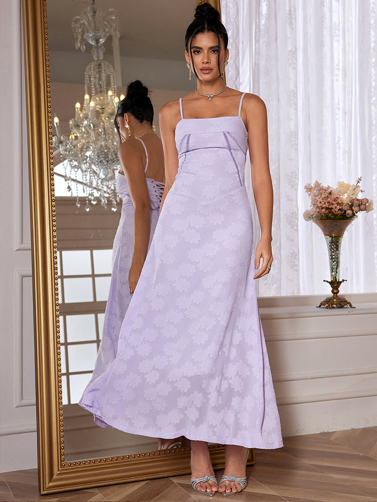 Robe Longue d’Été à Bretelles Fines – Élégante & Fleurie pour Soirée