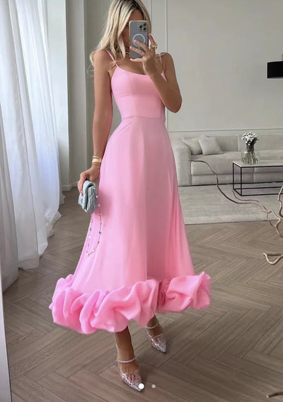 Robe Longue Midi Plissée Élégante Pour Cérémonie Et Cocktail