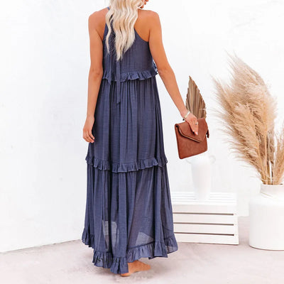 Robe Maxi Halter à Volants Sunshine