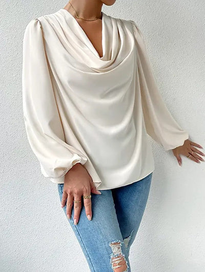 Élégante blouse plissée à manches longues