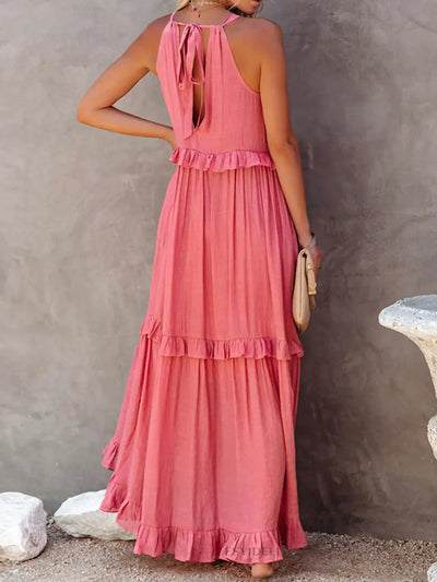 Robe Maxi Halter à Volants Sunshine
