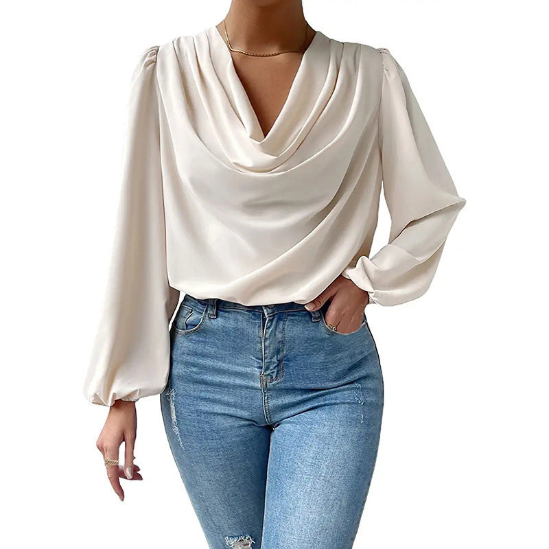Élégante blouse plissée à manches longues