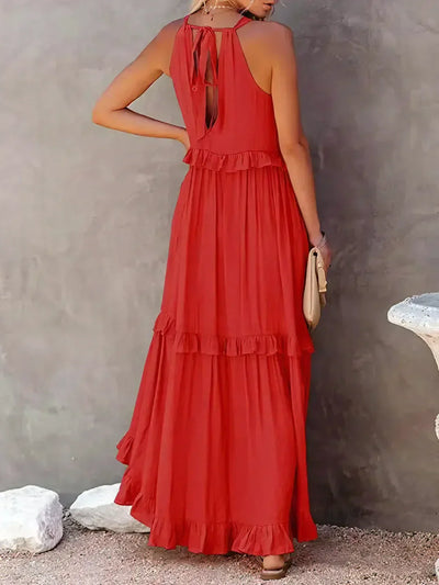 Robe Maxi Halter à Volants Sunshine