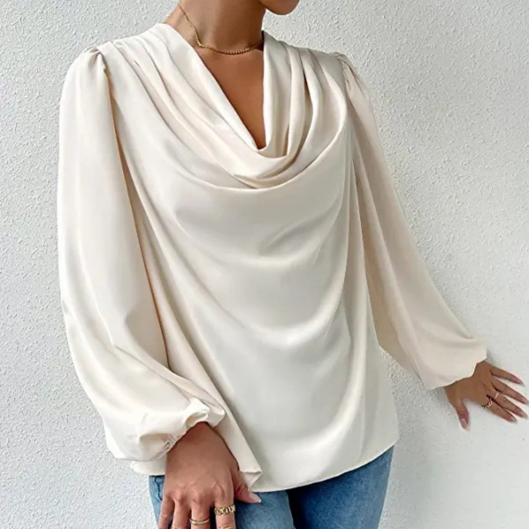 Élégante blouse plissée à manches longues