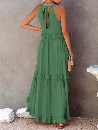 Robe Maxi Halter à Volants Sunshine