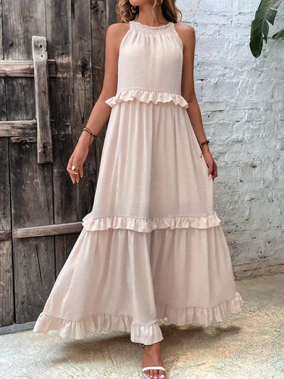 Robe Maxi Halter à Volants Sunshine