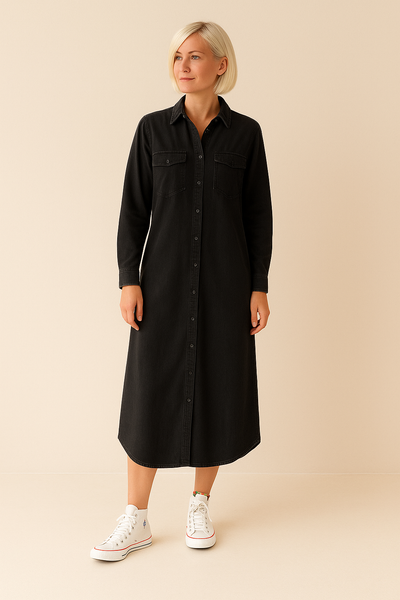 Robe d'Été en Jean à Boutons – Élégante et Décontractée