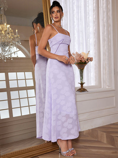 Robe Longue d’Été à Bretelles Fines – Élégante & Fleurie pour Soirée