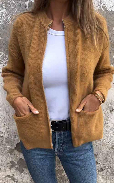 Cardigan en tricot avec fermeture éclair élégante