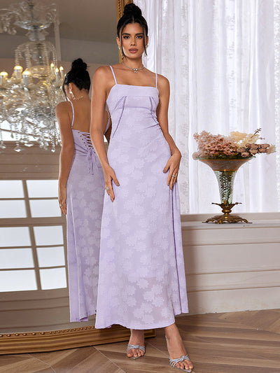 Robe Longue d’Été à Bretelles Fines – Élégante & Fleurie pour Soirée