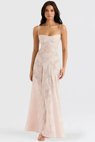 Robe Longue d’Été à Bretelles Fines – Élégante & Fleurie pour Soirée