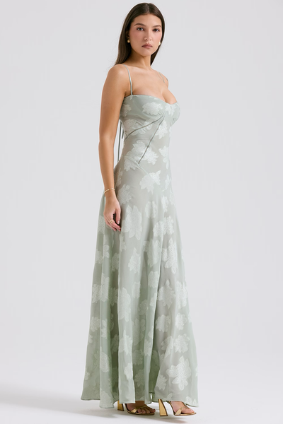 Robe Longue d’Été à Bretelles Fines – Élégante & Fleurie pour Soirée