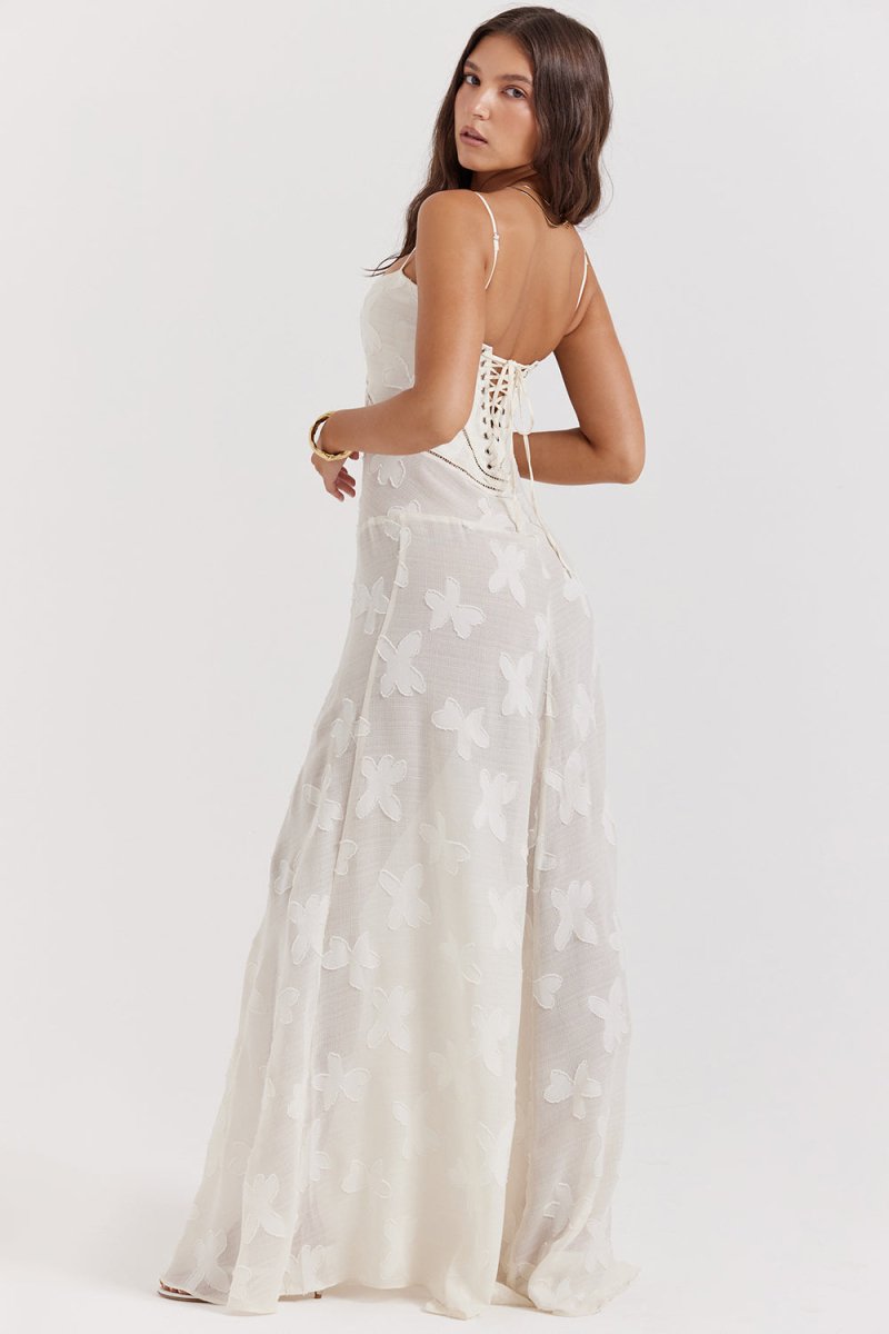 Robe Longue d’Été à Bretelles Fines – Élégante & Fleurie pour Soirée