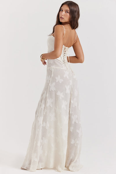 Robe Longue d’Été à Bretelles Fines – Élégante & Fleurie pour Soirée
