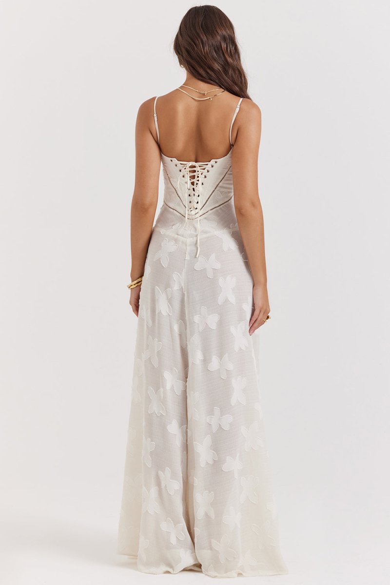 Robe Longue d’Été à Bretelles Fines – Élégante & Fleurie pour Soirée