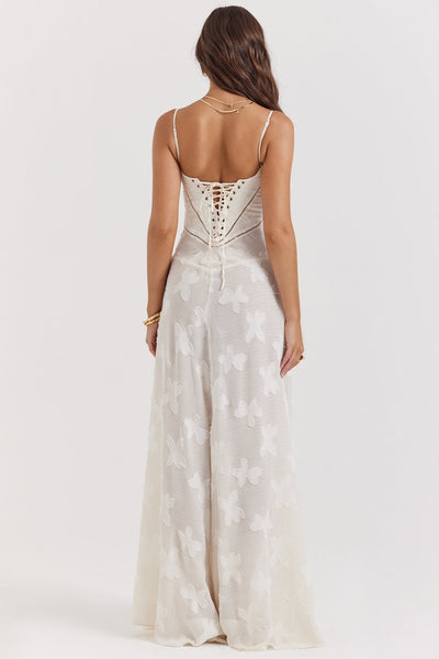 Robe Longue d’Été à Bretelles Fines – Élégante & Fleurie pour Soirée