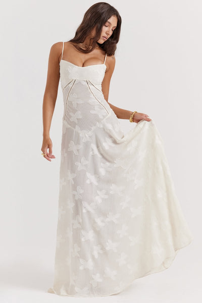 Robe Longue d’Été à Bretelles Fines – Élégante & Fleurie pour Soirée