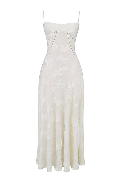 Robe Longue d’Été à Bretelles Fines – Élégante & Fleurie pour Soirée
