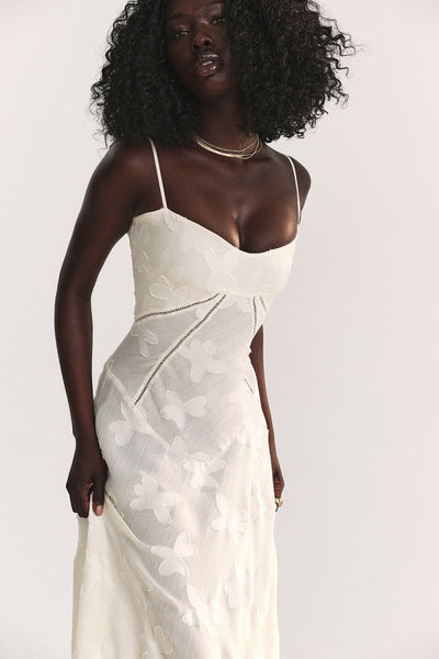 Robe Longue d’Été à Bretelles Fines – Élégante & Fleurie pour Soirée