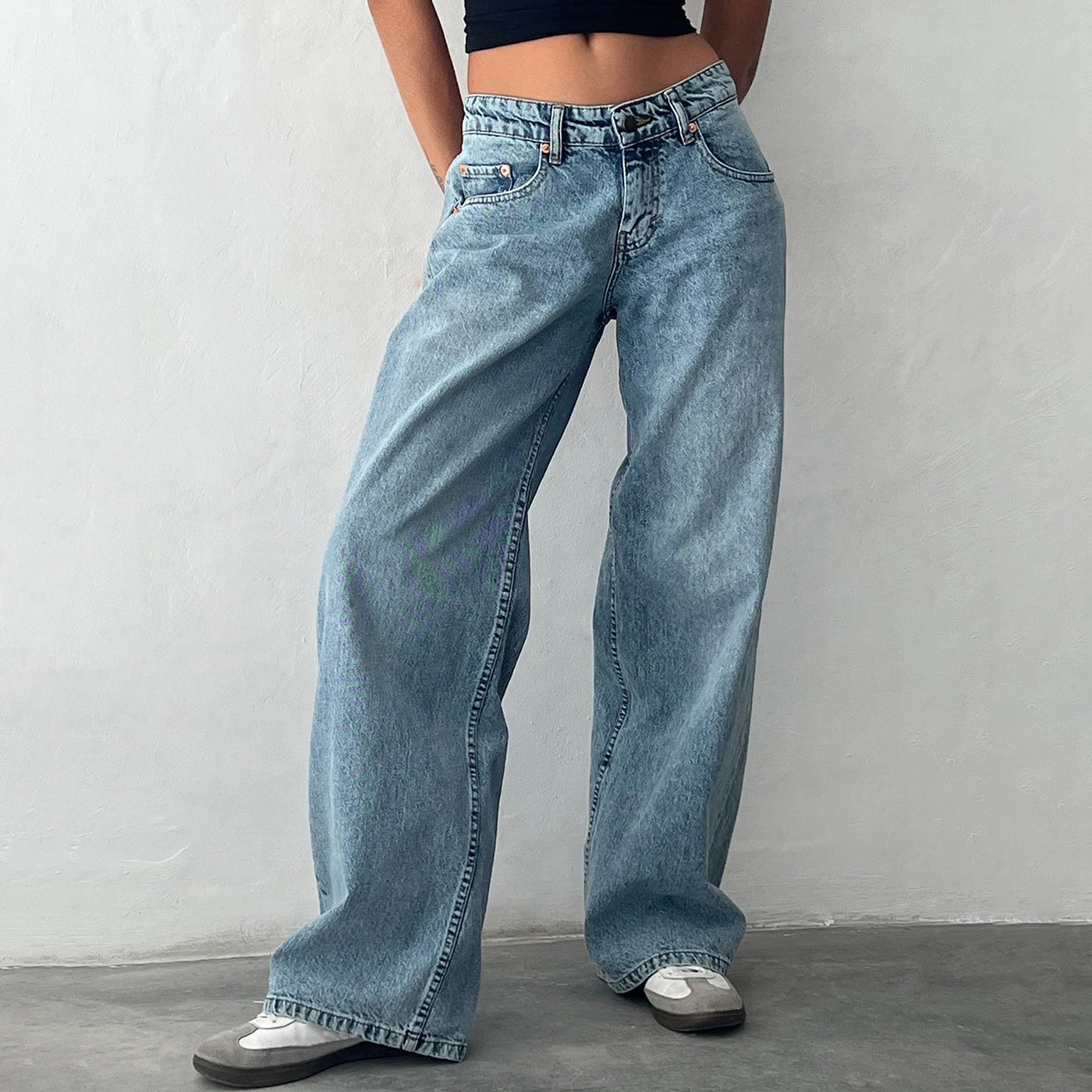 Jeans Baggy à Taille Basse